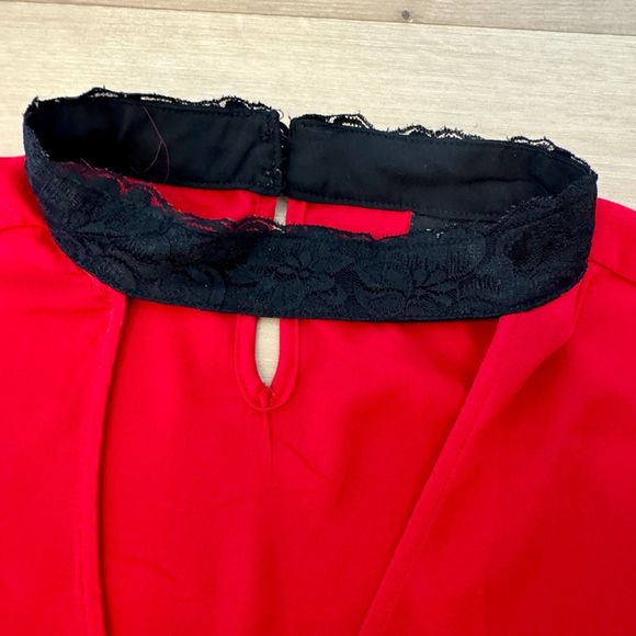 Torrid Sheer Red Top with Black Lace Detail - Women's size 1 - Picture 6 of 10